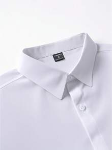 Calvornis Men Plus Size White And Black Autumn Smart Casual Office Long Sleeve Shirt,Old Money Classic Button Down Fitted Dress Shirt,Formal Business Ceremony - White - View 4