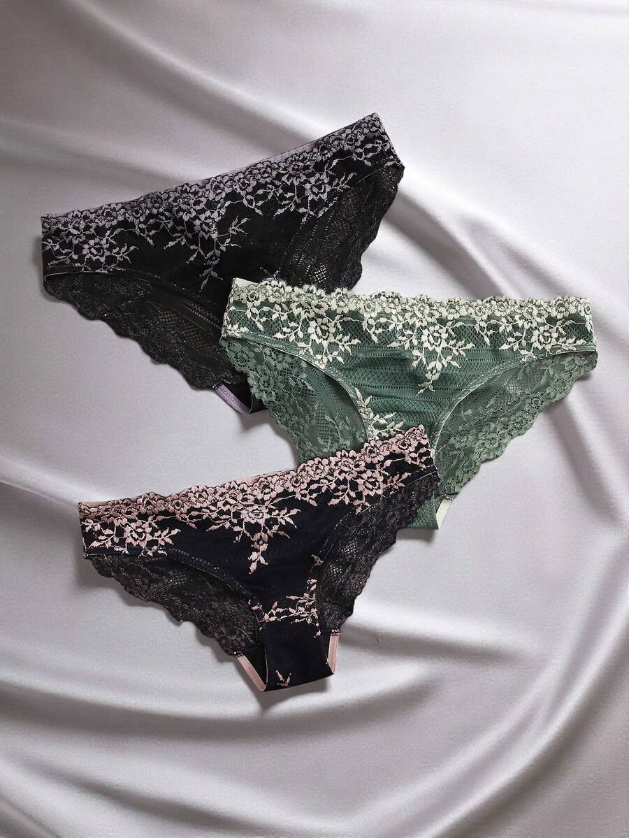 EmpressEnvy 3pack Floral Lace Panty Lingerie - Multicolor - View 1