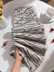 SHEIN EZwear Women's Loose Casual Zebra Print Wide Leg Pants With Pockets - Multicolor - View 2