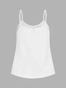 SHEIN EZwear 3件組大尺碼女款百褶波點寬鬆可調肩帶細肩帶背心上衣，適合春夏約會，黑白休閒簡約基本款 - 黑與白 - 查看 4