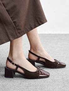 CUCCOO BIZCHIC 女士时尚经典后系带黑色平底鞋，适合圣诞节穿着 - 焦糖棕 - 查看 5