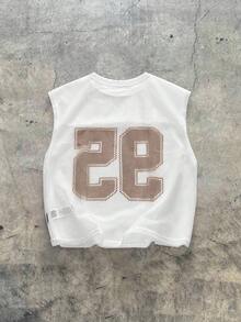 AXEPEAK Men's Mesh Fabric Digital 95 Print Sleeveless Tank Top - White - View 2