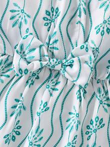 SHEIN 女婴可爱夏季碎花短袖连衣裙 母女亲子装（2 件套分开出售） - 彩色 - 查看 4