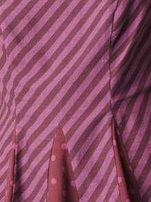 Nöista Halter Top With Bold Diagonal Stripes And Polka Dot Accents, With A Flattering Peplum Hem And Adjustable Neck Tie. Spring, Summer, Casual, Dressy Occasions. - Rust Brown - View 6