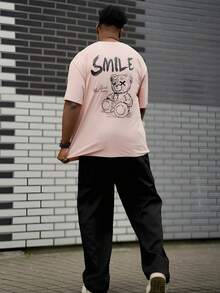 Heavens Edit 男士休闲百搭简约图案印花短袖T恤 - 粉色 - 查看 4