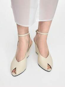 Mnmlis Women's Fashionable Versatile Commuting Minimalist Wedge Sandals Valentine's Day - Apricot - View 1