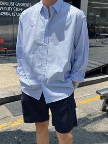 DAZY Men's Striped Long Sleeve Shirt And Shorts Set, Summer - Multicolor - View 6