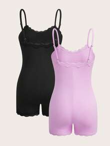 SHEIN EZwear Bộ đồ liền thân ôm sát, dễ phối đồ, nhiều món - Nhiều màu - Xem 2