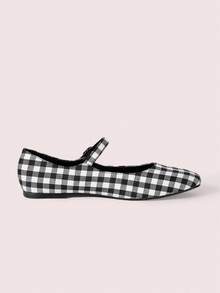 CUCCOO DOLLMOD Round Toe Comfortable Pink Bow Fashionable And Elegant Women's Flat Shoes Spring Shoes Spring Break Easter - Black two-color grid - View 10