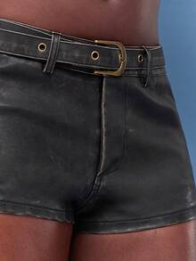 Normani 女士纯色修身休闲百搭短裤 - 黑色 - 查看 6