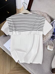 GlowEve Áo thun nữ tay ngắn cổ tròn kiểu dáng tối giản, thích hợp mặc hàng ngày và mùa hè. - trắng - Xem 2