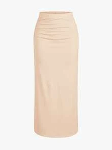 SHEIN Essnce 女士休闲舒适简约日常短袖半身裙两件套机场穿搭返校服女装两件套教师秋季套装卡其色两件套高个子两件套裸色套装米色两件套两件半身裙套装女装女装假日套装女装两件套女装两件套女装连体两件套裸色套装女装连体套装 - 杏色 - 查看 6