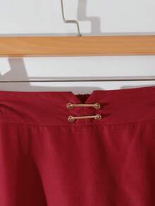 GlowEve CURVE 大码印花复古优雅荷叶边半身裙 - 紅色 - 查看 5