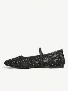 CUCCOO CHICEST Sepatu Slip-On Kasual Wanita Berbahan Jala yang Bernapas, Nyaman untuk Kerja dan Pemakaian Sehari-hari, Sepatu Pernikahan Musim Panas, Sepatu Musim Semi, Sepatu Pengantin - Hitam - View 5
