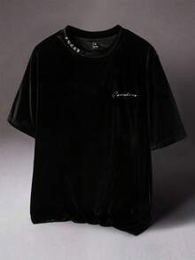 STYNVO 男款字母印花下垂肩t卹 - 黑色 - 查看 1