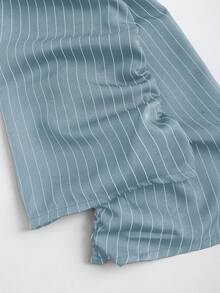 Sweetra 哥特风不对称荷叶边露肩长袖性感修身派对女式上衣 - 藍色 - 查看 6