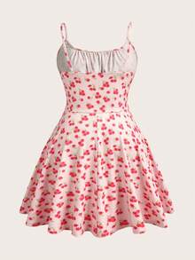 SHEIN EZwear Đầm ngắn ôm sát màu hồng gợi cảm với dây đeo mảnh, thích hợp cho mùa hè. - Hồng - Xem 2