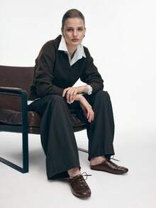 Mnmlis 女士系带休闲平底鞋 - 棕色 - 查看 1