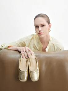 CUCCOO BIZCHIC 女士金属色休闲百搭平底鞋 - 金色 - 查看 4