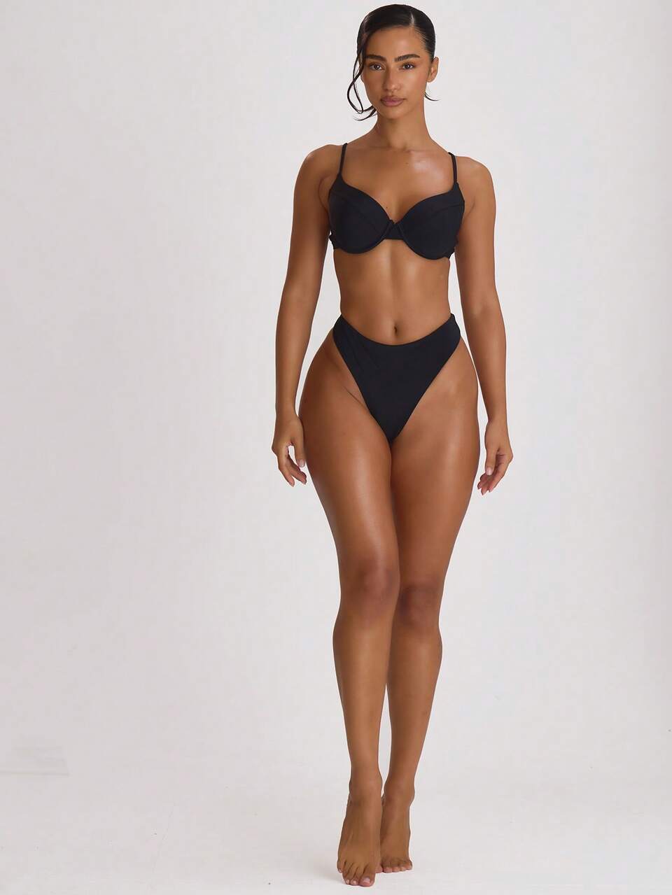Black High Fit Coverage Cheeky Bikini Bottoms
