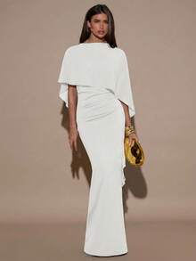 SHEIN BAE Women's Solid Color Fashionable Design Fitted Elegant Summer Dress - White - View 3