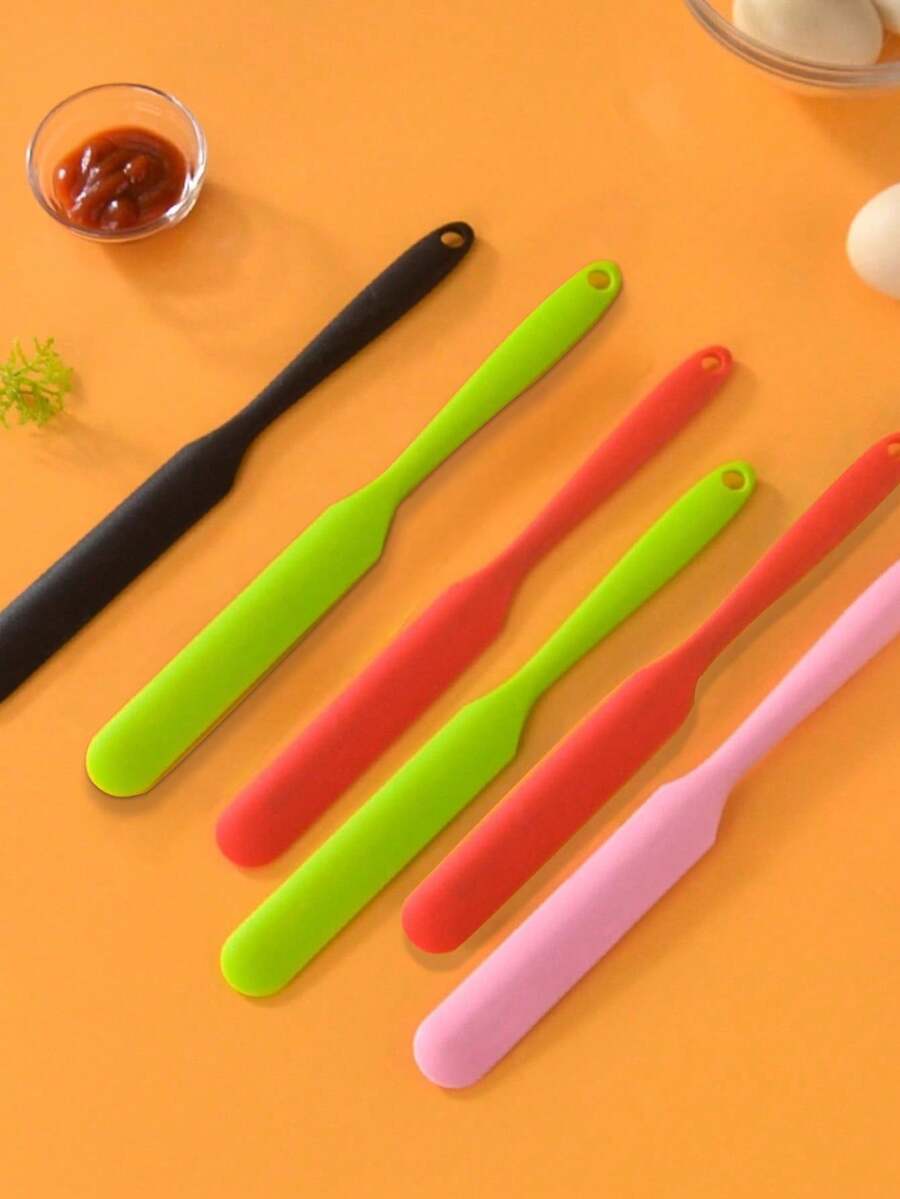 1Pc/4Pcs Silicone Jar Scraper Spatulas, Heat Resistant Cake Cream Peanut Butter Spatulas Mixing Batter Scraper, Nonstick Bread Spatula Rubber Kitchen Jar Blenders Scraper Long - Multicolor - View 1