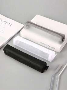 1/2/3个装极简透明网眼铅笔盒，学生考试用品收纳袋，迷你方形收纳袋，返校季必备，学习用品，铅笔袋，书包 - 黑色 - 查看 17