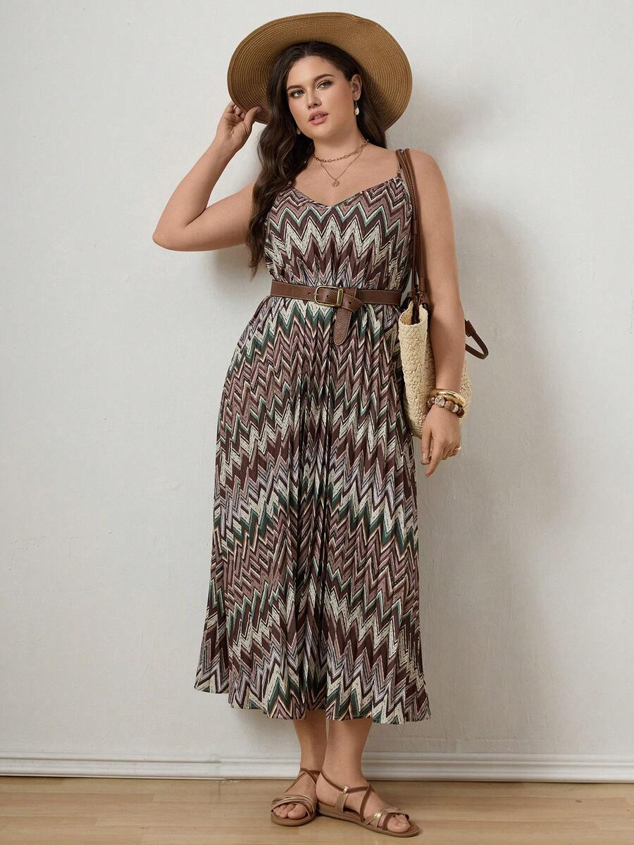 Comfylo Plus Size Casual Maxi Dress,White,Summer,Boho,Sequin,Vacation,Holiday All-Over Print Pleated Flare Hem Summer Boho Vacation Dress - Multicolor - View 1