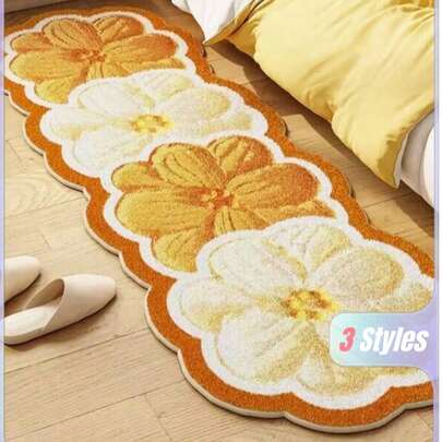 1 tấm thảm hình hoa nhiều màu sắc, hình dạng dài không đều, dùng làm thảm trải sàn phòng ngủ, cạnh giường, ghế sofa, thảm kê chân dày dặn cho bàn cà phê, thảm trang trí sàn nhà cho Giáng sinh, Lễ Tạ ơn, Ngày Valentine, Kỷ niệm, Đám cưới.
