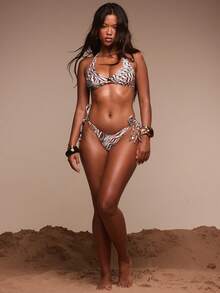 Musera Resort 印花双系带金色细节比基尼泳裤（仅泳裤）泳装度假夏季旅行沙滩装 Terra Sol Spring - 彩色 - 查看 5