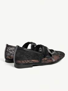 CUCCOO CHICEST Women's Lace-Up Design Casual Versatile Flat Shoes - Black - View 3