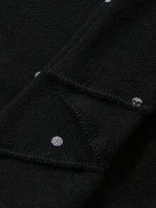 DAZY 女士休闲波点印花蝴蝶结装饰短袖T恤，夏季 - 黑色 - 查看 3