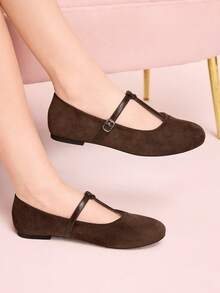 CUCCOO DOLLMOD French Mary Jane Shoes Women's Fashion Outer Wear Leopard Print T-Band Hollow Gentle Retro Shallow Mouth One Pedal Ballet Flat Beanie Shoes Commuter Shoes - Brown - View 4