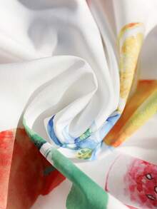 Vivid Eden 女士弹力腰带A字型艺术水果印花沙滩短裤，休闲度假 - 彩色 - 查看 7