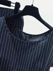 GlowEve CURVE 女士加大码几何图案短袖船领T恤和长裤套装，休闲风格，带打结细节 - 彩色 - 查看 5