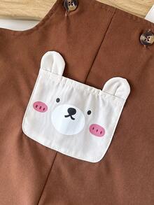 SHEIN Playful Pals Baby Boys' Pocket Jumpsuit - Brown - View 7