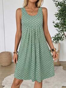 EMERY ROSE Đầm ngắn chấm bi nữ kiểu dáng thường ngày, thích hợp cho mùa hè. - màu xanh lá - Xem 4