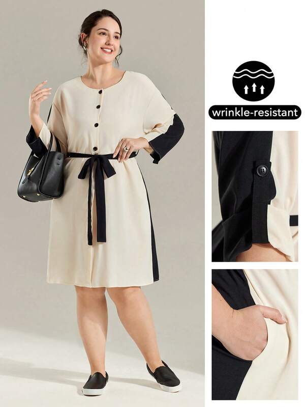 Momelise 优雅时尚的撞色大码女装