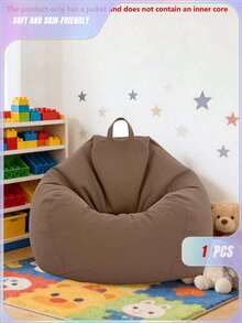 1pc Outdoor Beanbag Chair, Lazy Sofa Beanbag Cover, With Side Pocket+Handle Design, Easy To Store Small Things, Pick Them Up And Leave, Side Pocket For Mobile Phone And Water Cup Is Super Convenient, Handle Is Portable And Easy To Move, Beach/Terrace Is Made At Will, And You Can Enjoy The Sunshine Lying Flat. - Multicolor - View 1