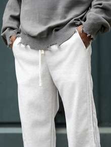 Heavens Edit Pantalones rectos y sueltos casuales para hombre, otoño - Gris - Ver 3