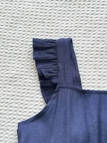 Vintaside Kids 女童夏季中码粉蓝色花园A字连衣裙。肩带的荷叶边设计巧妙可爱，增添了整体的甜美感和层次感。适合假日海滩玩耍、郊游、居家休闲、婚礼、生日、派对表演等各种场合。 - 藍色 - 查看 9