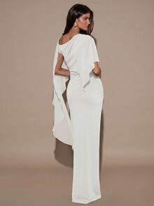 SHEIN BAE Women's Solid Color Fashionable Design Fitted Elegant Summer Dress - White - View 2