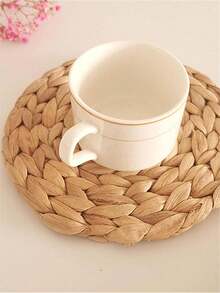 1pc Natural Woven Gourd Placemats, Round Placemat, Rattan Placemat, Water Gourd Hand-Woven Placemat, Woven Placemat Set, Dinner Plate Heat/Slip Resistant Table Mat, For Home Dinning Room And Restaurant, Home Supplies, Stylish Decorative Coasters With Durable Surface Protection, Fits Modern & Traditional Home Decor - Camel - View 7