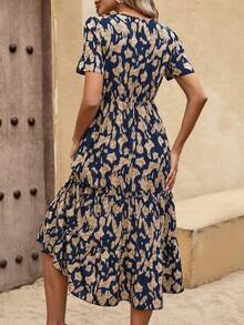 Breezaya Women's Patchwork Lace Printed Dress Maxi Women Outfit - Blue - View 2