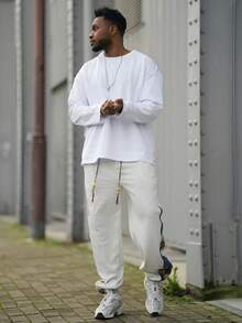 Heavens Edit Men's Casual Random Embroidered Bear Pants, For Rave, Emo, 2000s Style - Light Grey - View 1