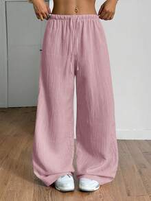 StreetHx Petite 女士夏季纹理直筒裤 - 藕粉色 - 查看 6