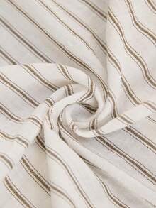 EMERY ROSE 大码梭织条纹度假休闲女式连体裤 - 杏色 - 查看 5