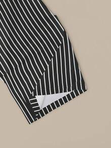 Resyla 2pcs Women Printed Round Neck Short Sleeve Top And Striped Pants Set - White - View 8