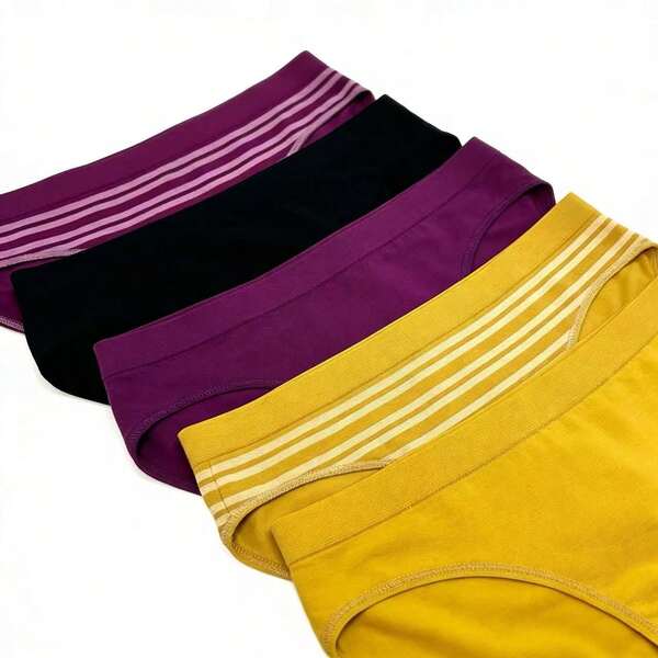 Set de 5 Panties para Mujer Uso Diario, Tiro Medio, Cómodos y Transpirables
