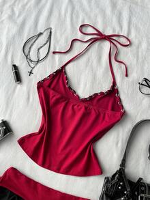 Attitoon Bộ đồ 2 mảnh dành cho nữ, phong cách retro Y2K Bohemian Hippie Punk dành cho lễ hội âm nhạc, áo hai dây và chân váy ngắn. - Nhiều màu - Xem 5